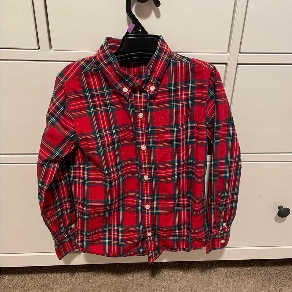 Janie and Jack Red Plaid Button Down Shirt